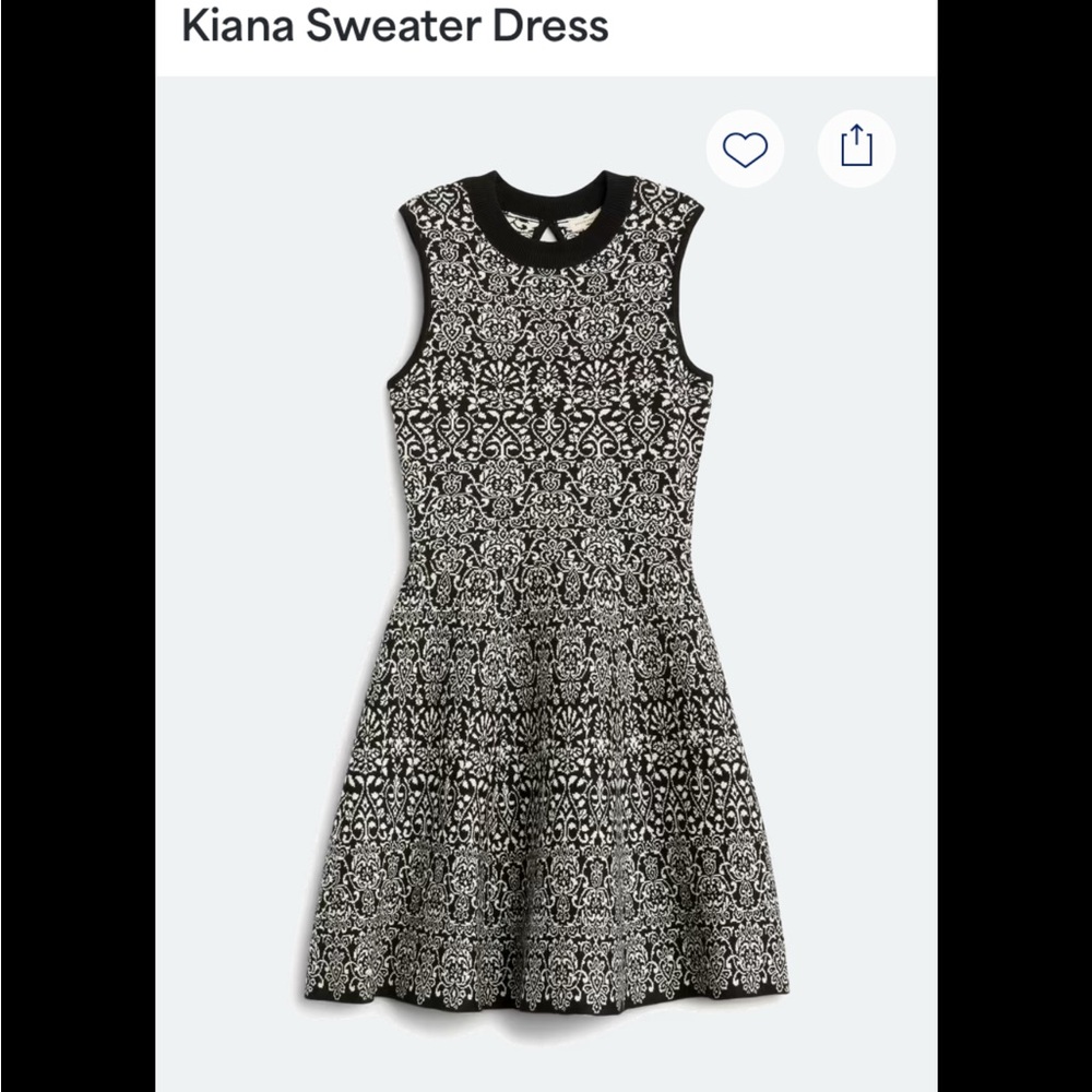 Kasper Black & White Jacquard Sleeveless Dress